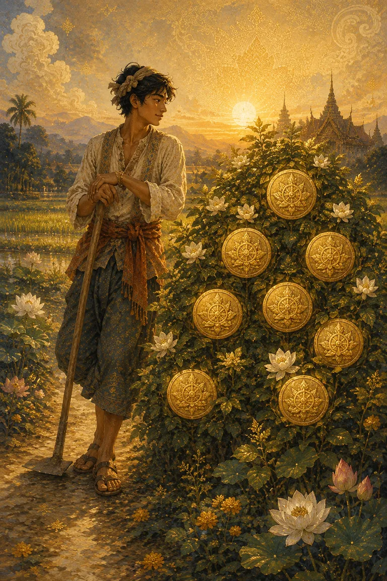 ไพ่ทาโรต์เจ็ดเหรียญ Seven of Pentacles