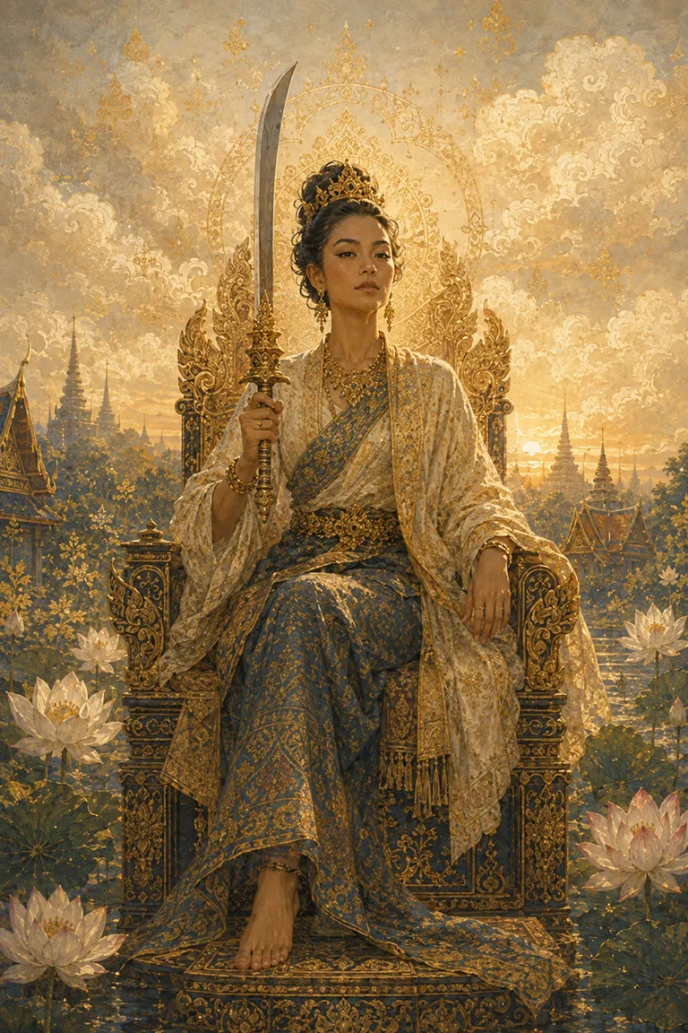 ไพ่ทาโรต์ราชินีดาบ Queen of Swords