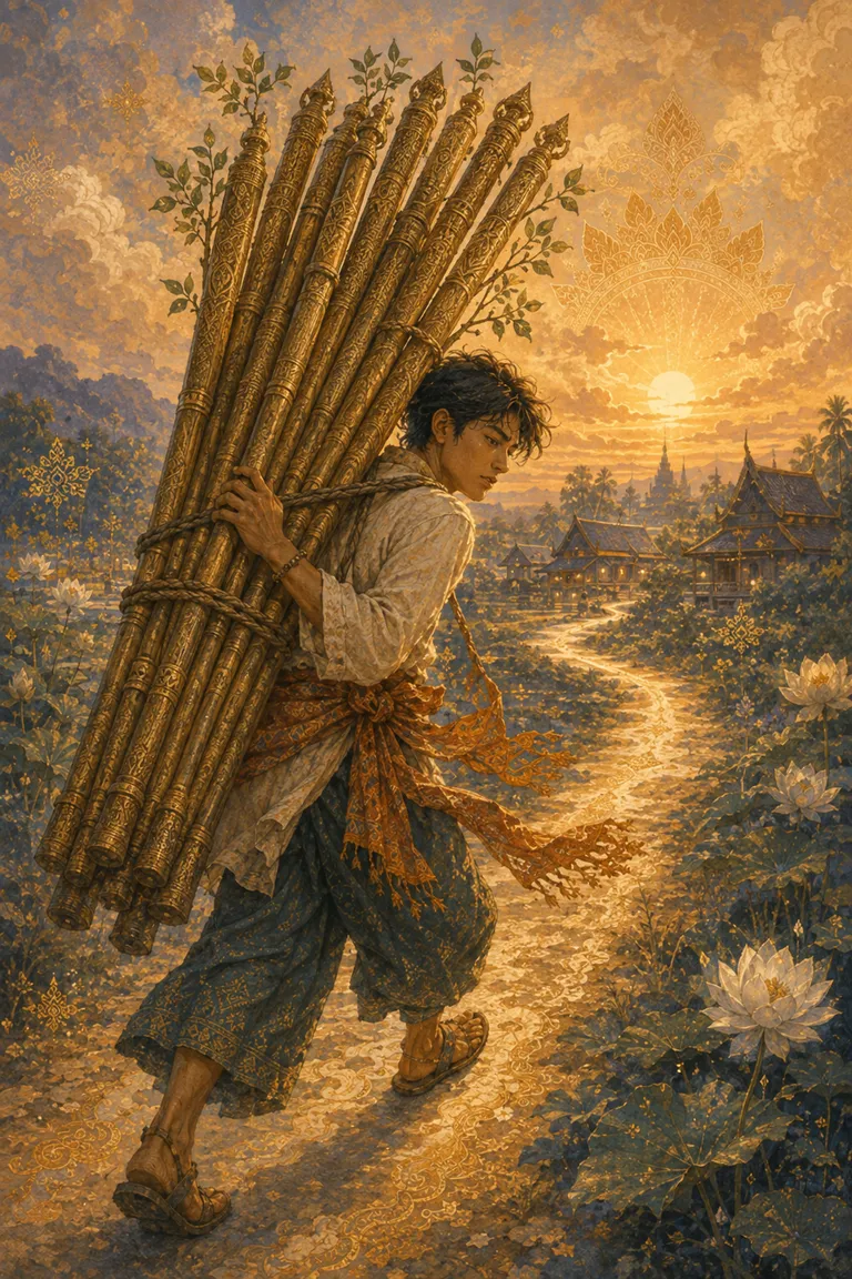 ไพ่ทาโรต์สิบไม้เท้า Ten of Wands